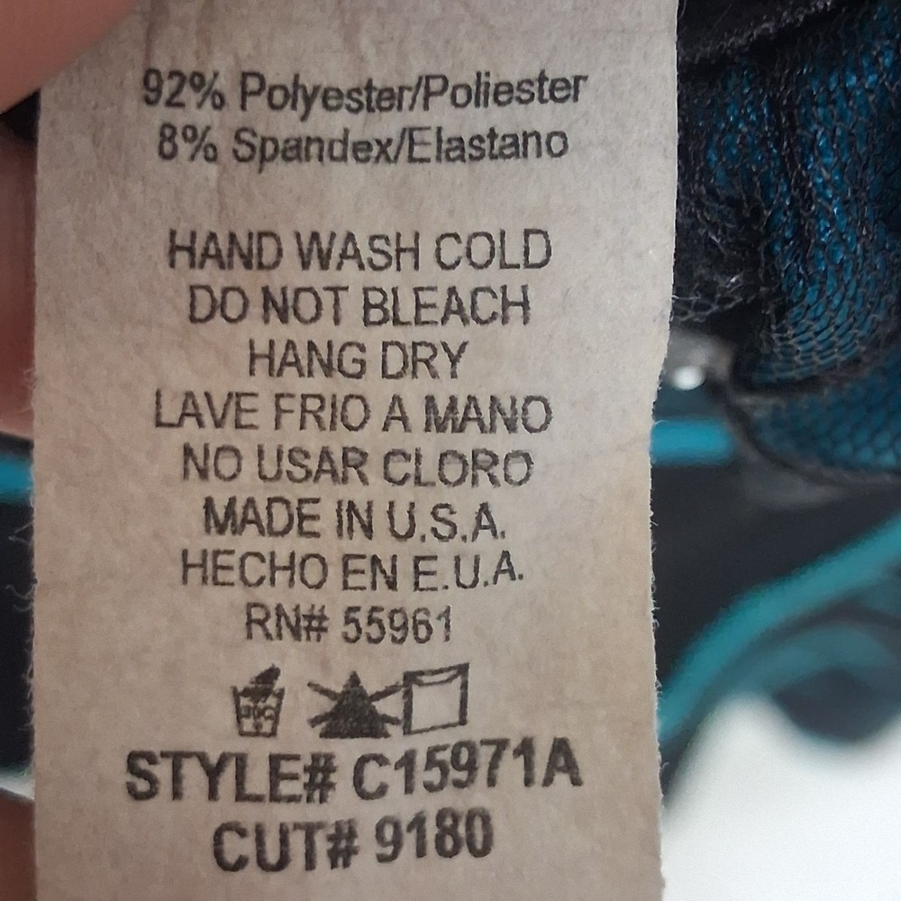 Vintage 90s Taboo Babydoll Teal Satin Black Dress Sm Tiered Glam‎ Partycore Y2K - Picture 9 of 11